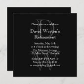 Invitation à la retraite monogramme moderne (noir) (Devant / Derrière)