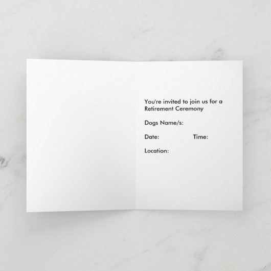 Invitation à la retraite pour chien en service mil (Intérieur)