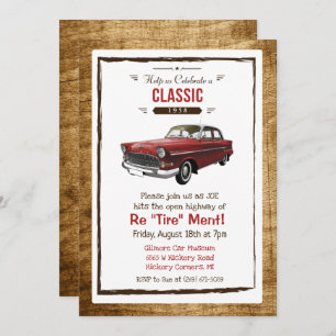 Invitation à la retraite rétro-automobile classiqu