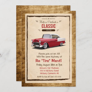 Invitation à la retraite rétro-automobile classiqu