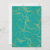 Invitation à la retraite Turquoise Gold Swirl Élég (Dos)