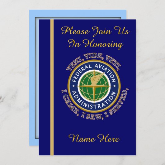 Invitation à la retraite VVV de l'Agence de l'avia (Devant / Derrière)