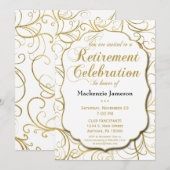 Invitation à la retraite White Gold Swirl Élégante (Devant / Derrière)