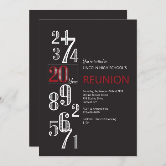 Invitation à la réunion de 20 ans (Devant / Derrière)