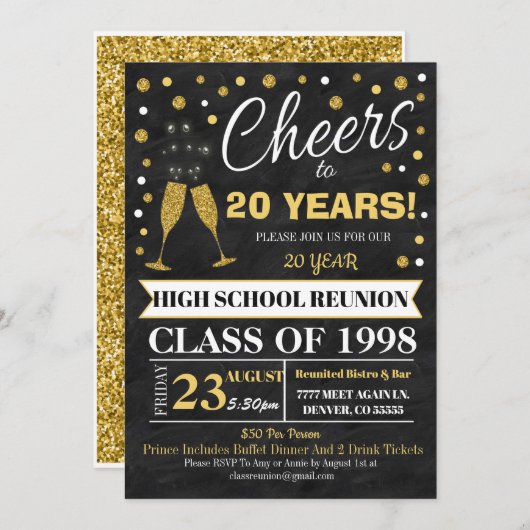 Invitation à la réunion de classe - faux tableau d (Devant / Derrière)