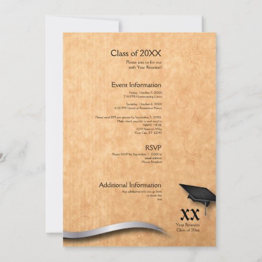 Invitation à la réunion de classe Silver pour l'an (Dos)