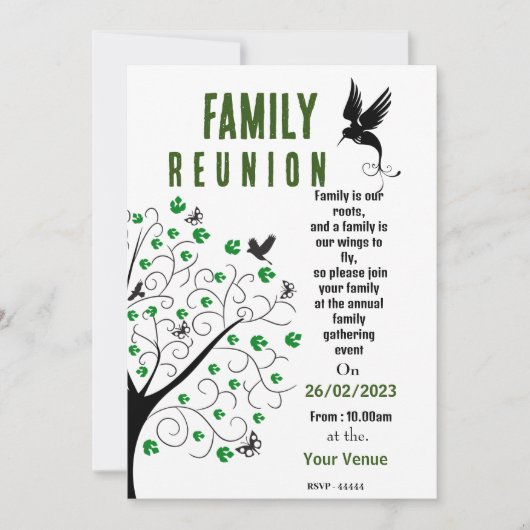 Invitation à la réunion de famille d'oiseaux (Devant)