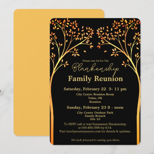 Invitation à la réunion de famille d'oranges d'or (Devant / Derrière)