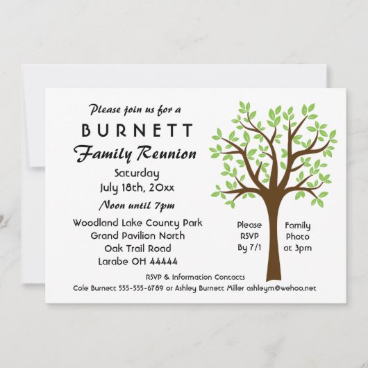 Invitation à la réunion de l'arbre généalogique (Devant)