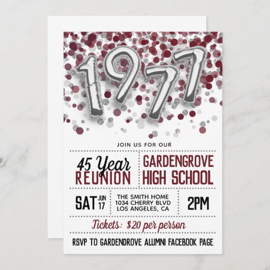 Invitation à la réunion de l'école secondaire en 1 (Devant / Derrière)