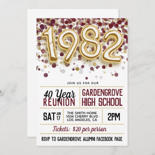 Invitation à la réunion de l'école secondaire en 1 (Devant / Derrière)