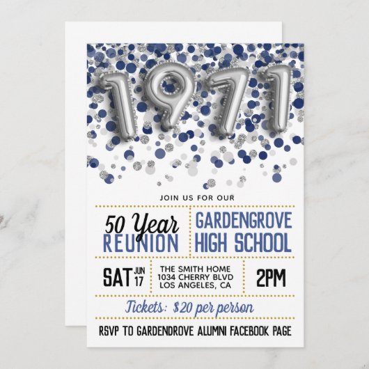 Invitation à la réunion de l'école secondaire en 1 (Devant / Derrière)