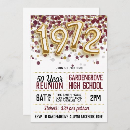 Invitation à la réunion de l'école secondaire en 1 (Devant / Derrière)