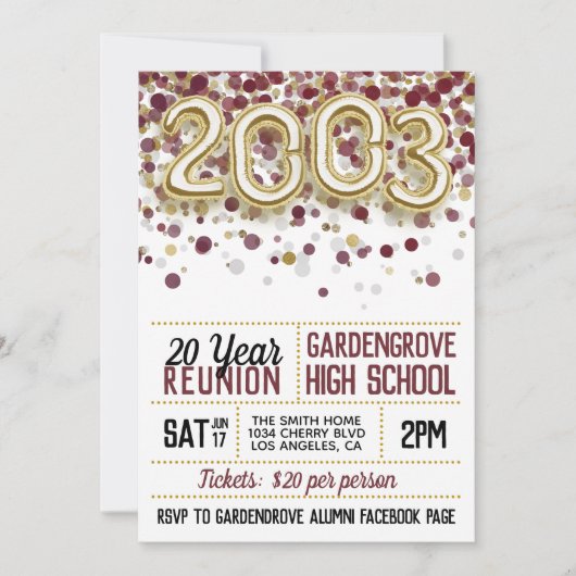 Invitation à la réunion du collège 2003 (Devant)