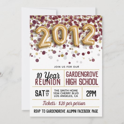 Invitation à la réunion du lycée 2012 (Devant)