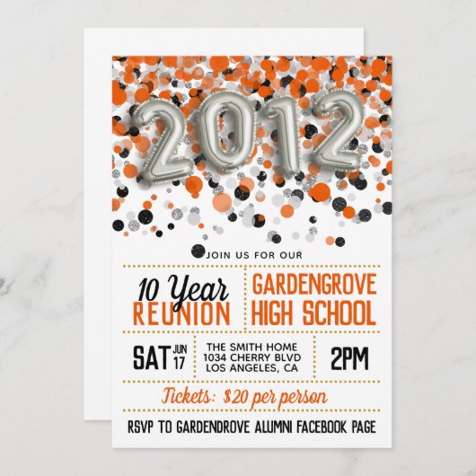 Invitation à la réunion du lycée 2012 (Devant / Derrière)