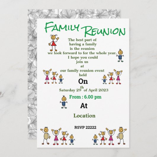 Invitation à la réunion familiale (Devant / Derrière)