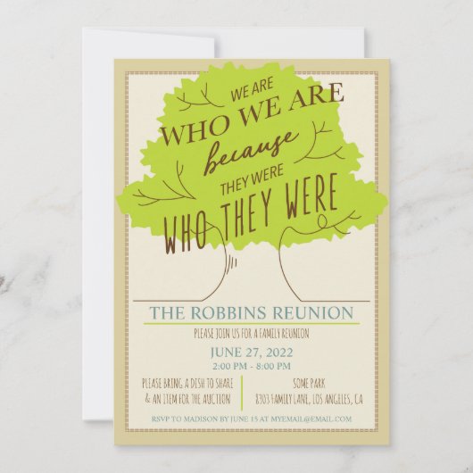 Invitation à la réunion familiale de l'arbre généa (Devant)