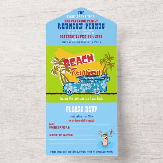 Invitation à la réunion familiale de plage (À l'intérieur)