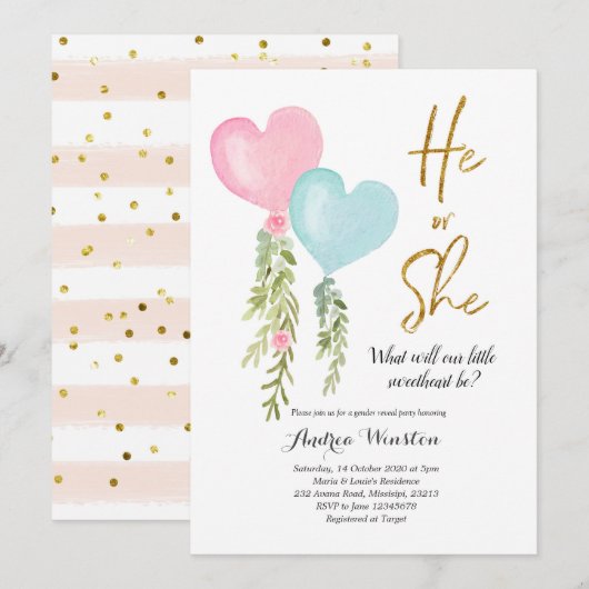 Invitation à la révélation de genre de garçon ou d (Devant / Derrière)