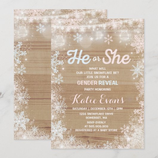 Invitation à la révélation de genre hiver Révélati (Devant / Derrière)