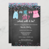 Invitation à la révélation de l'Baby shower des se (Devant / Derrière)