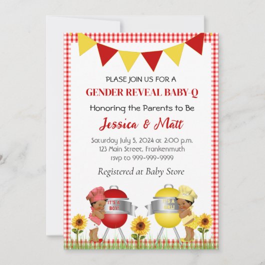 Invitation à la révélation du bébé pour le barbecu (Devant)