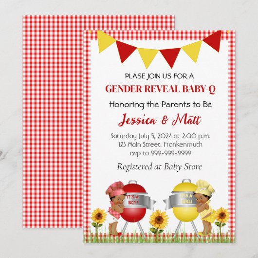 Invitation à la révélation du bébé pour le barbecu (Devant / Derrière)