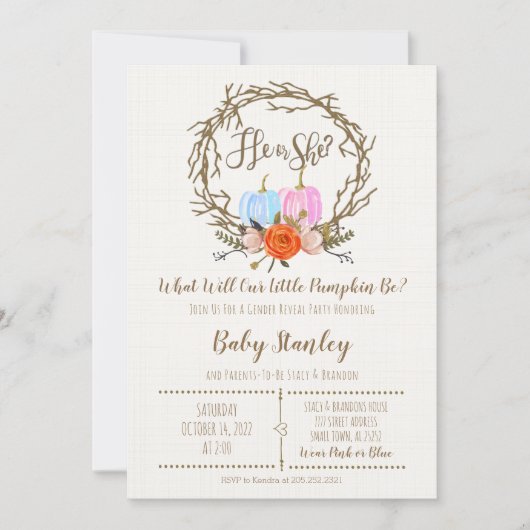 Invitation à la révélation du genre citrouille (Devant)