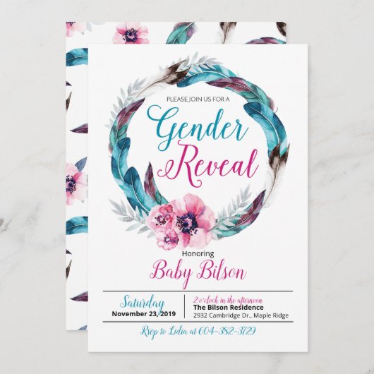 Invitation à la révélation du genre de Boho (Devant / Derrière)