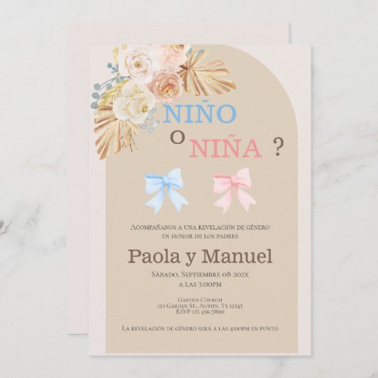 Invitation à la révélation du genre en espagnol (Devant / Derrière)