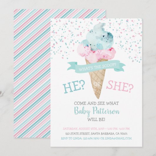 Invitation à la révélation du genre Glace Cream Pa (Devant / Derrière)