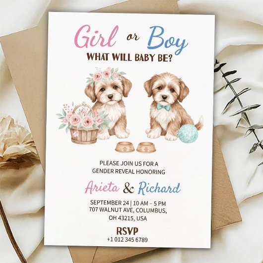 Invitation à la révélation du sexe avec deux chiot