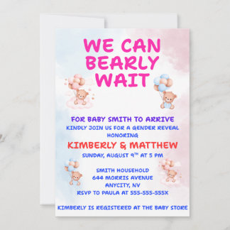 Invitation à la révélation du sexe de bébé avec un
