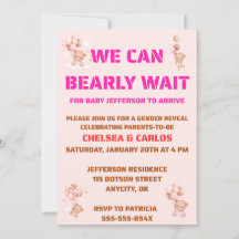 Invitation à la révélation du sexe de bébé avec un
