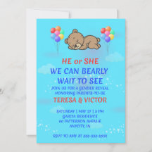 Invitation à la révélation du sexe de bébé avec un