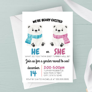 Invitation à la révélation du sexe de bébé : Ours 