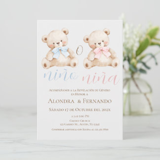 Invitation à la révélation du sexe de l'ours Il ou