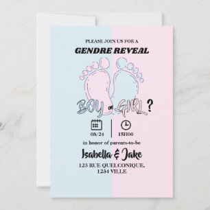Invitation à la révélation du sexe, pieds bleus et