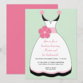 Invitation à la robe Mariage douce rose et verte (Devant / Derrière)