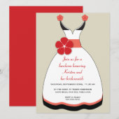 Invitation à la robe Mariage sucrée et rouge (Devant / Derrière)