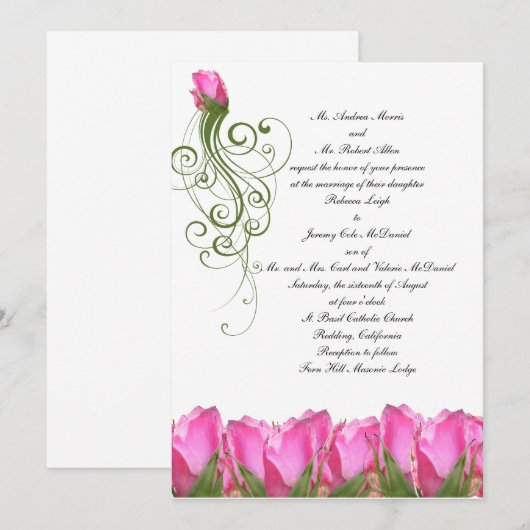 Invitation à la rose rose (Devant / Derrière)