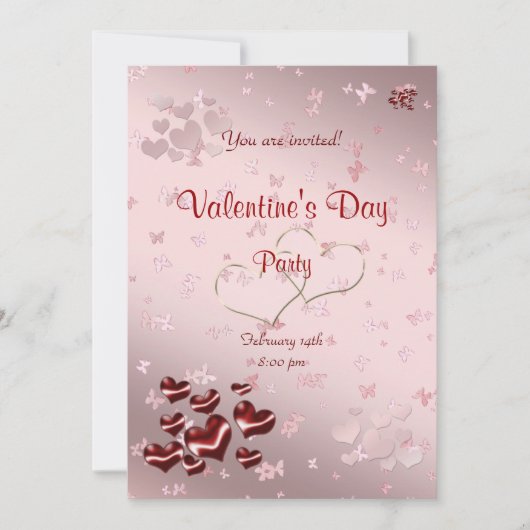 Invitation à la Saint Valentin au coeur rouge (Devant)