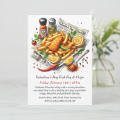 Invitation à la Saint-Valentin de frites de poisso (Debout devant)