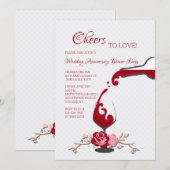 Invitation À la Saint-Valentin, dîner de fête d'anniversaire  (Devant / Derrière)