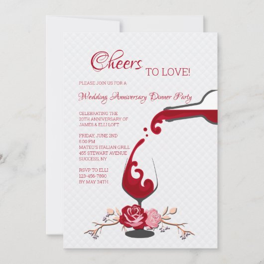 Invitation À la Saint-Valentin dîner de fête d'anniversaire d (Devant)