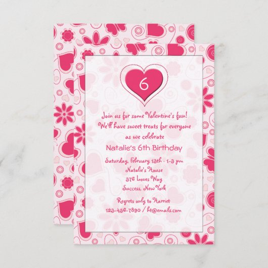 Invitation à la Saint-Valentin pour un anniversair (Devant / Derrière)