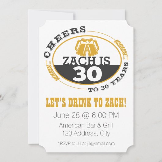 Invitation À la santé de 30 Ans (Devant)