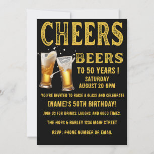 Invitation À la santé et aux bières pour 50 ans Joyeux Anni