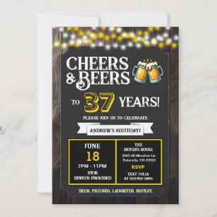 Invitation À la santé et bières pour 37 ans d'anniversaire de